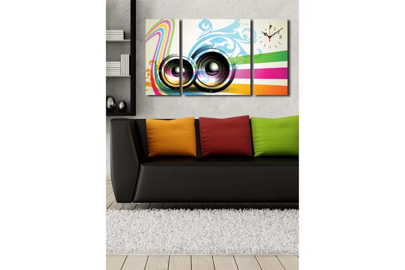 Koristeellinen Canvas Seinäkello (3 kpl) - Sisustustuotteet - Seinäkoristeet - Kellot