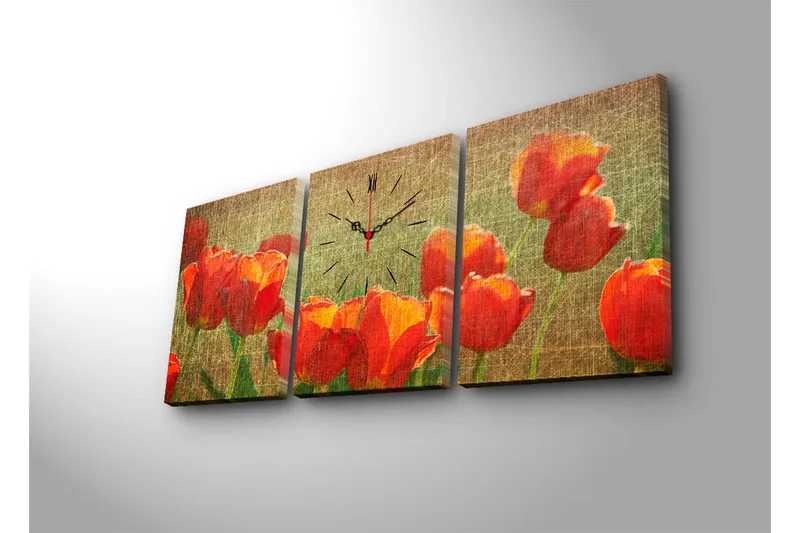 Koristeellinen Canvas Seinäkello (3 kpl) - Sisustustuotteet - Seinäkoristeet - Kellot