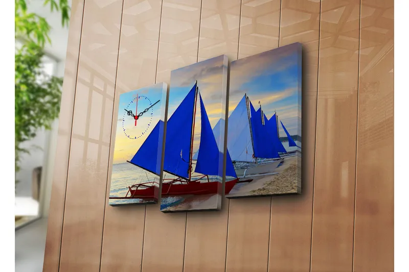 Koristeellinen Canvas Seinäkello (3 kpl) - Sisustustuotteet - Seinäkoristeet - Kellot