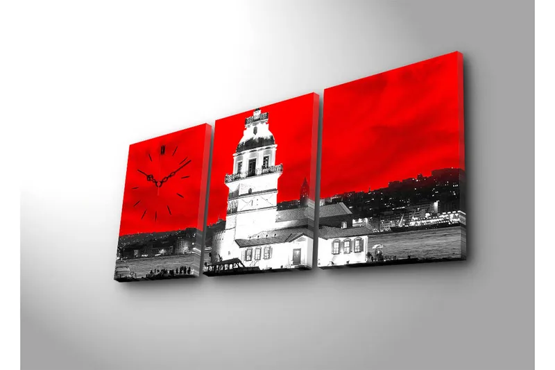 Koristeellinen Canvas Seinäkello (3 kpl) - Sisustustuotteet - Seinäkoristeet - Kellot