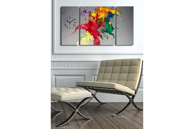 Koristeellinen Canvas Seinäkello (3 kpl) - Sisustustuotteet - Seinäkoristeet - Kellot