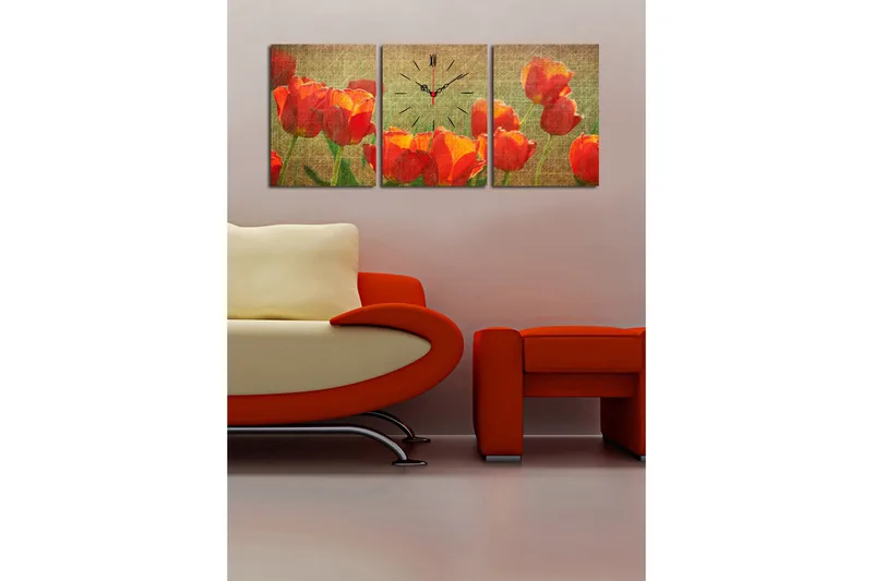 Koristeellinen Canvas Seinäkello (3 kpl) - Sisustustuotteet - Seinäkoristeet - Kellot