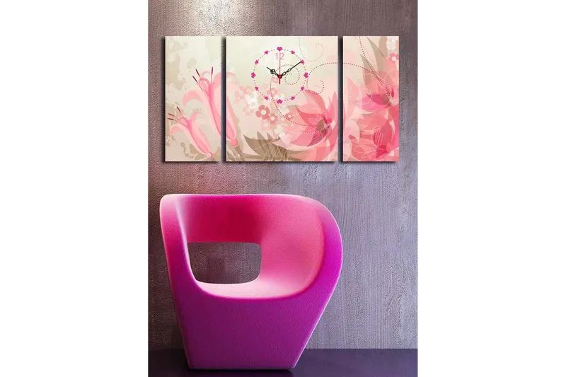 Koristeellinen Canvas Seinäkello (3 kpl) - Sisustustuotteet - Seinäkoristeet - Kellot