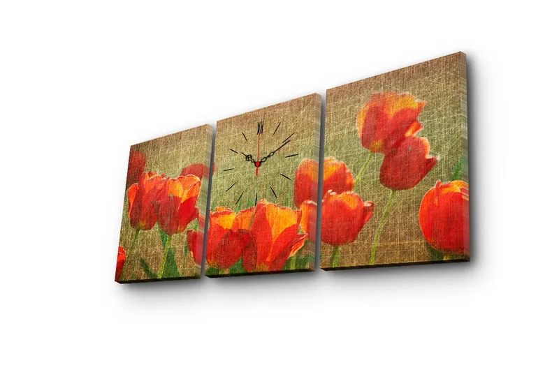 Koristeellinen Canvas Seinäkello (3 kpl) - Sisustustuotteet - Seinäkoristeet - Kellot