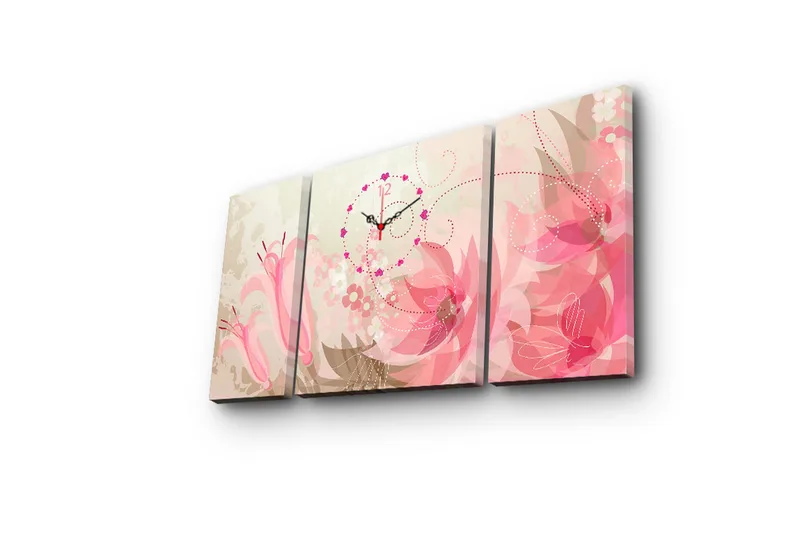 Koristeellinen Canvas Seinäkello (3 kpl) - Sisustustuotteet - Seinäkoristeet - Kellot