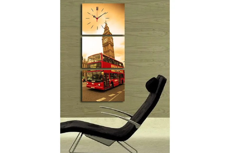 Koristeellinen Canvas Seinäkello (3 kpl) - Sisustustuotteet - Seinäkoristeet - Kellot