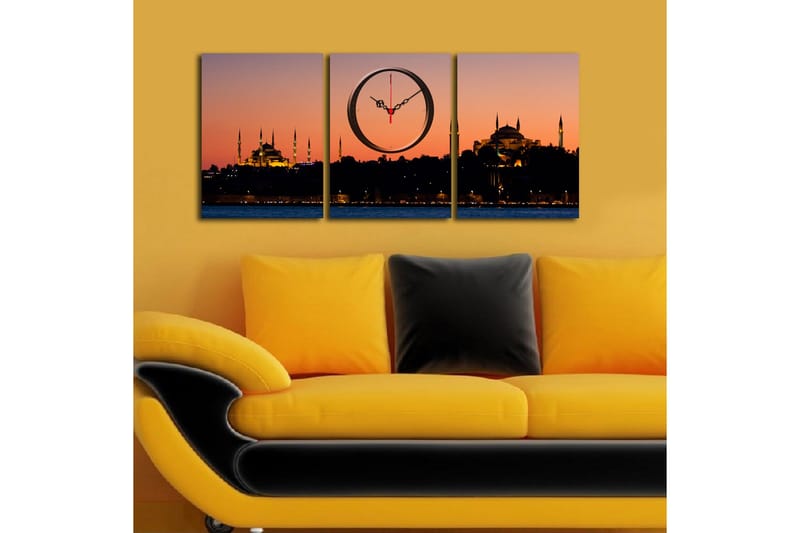 Koristeellinen Canvas Seinäkello (3 kpl) - Sisustustuotteet - Seinäkoristeet - Kellot