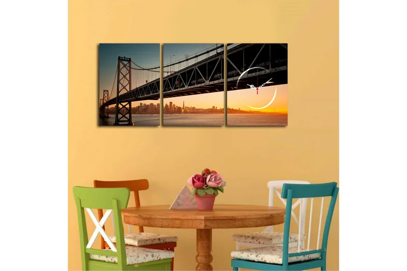 Koristeellinen Canvas Seinäkello (3 kpl) - Sisustustuotteet - Seinäkoristeet - Kellot