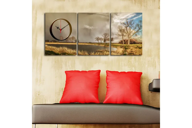 Koristeellinen Canvas Seinäkello (3 kpl) - Sisustustuotteet - Seinäkoristeet - Kellot