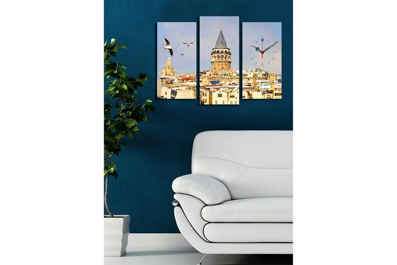 Koristeellinen Canvas Seinäkello (3 kpl) - Sisustustuotteet - Seinäkoristeet - Kellot