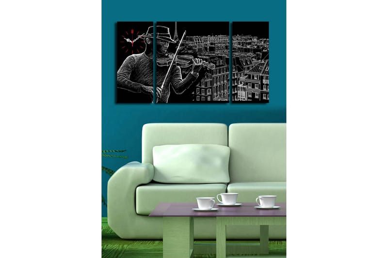 Koristeellinen Canvas Seinäkello (3 kpl) - Sisustustuotteet - Seinäkoristeet - Kellot