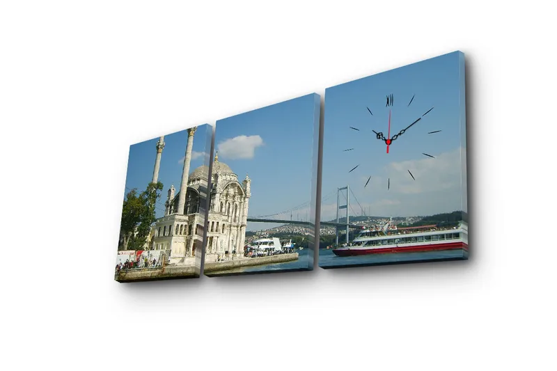 Koristeellinen Canvas Seinäkello (3 kpl) - Sisustustuotteet - Seinäkoristeet - Kellot