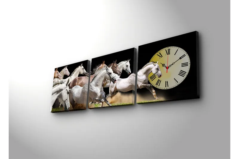 Koristeellinen Canvas Seinäkello (3 kpl) - Sisustustuotteet - Seinäkoristeet - Kellot