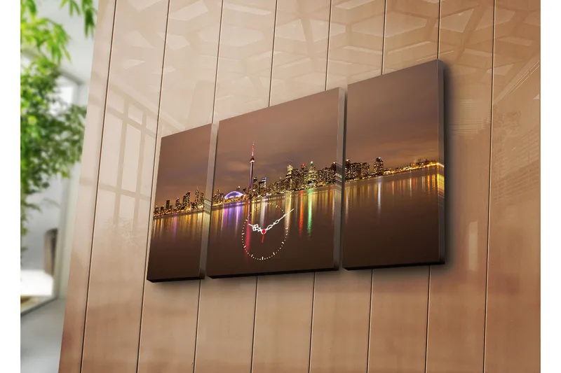 Koristeellinen Canvas Seinäkello (3 kpl) - Sisustustuotteet - Seinäkoristeet - Kellot