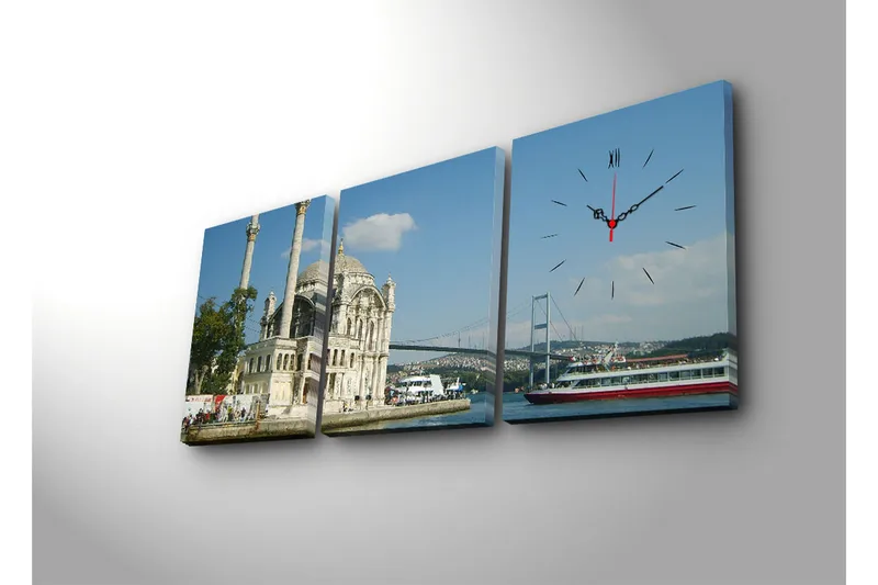 Koristeellinen Canvas Seinäkello (3 kpl) - Sisustustuotteet - Seinäkoristeet - Kellot