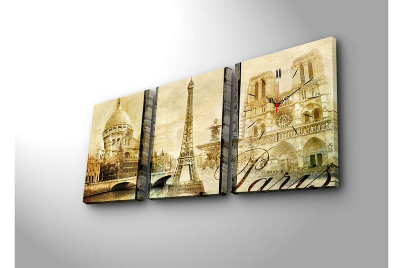 Koristeellinen Canvas Seinäkello (3 kpl) - Sisustustuotteet - Seinäkoristeet - Kellot