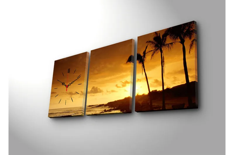 Koristeellinen Canvas Seinäkello (3 kpl) - Sisustustuotteet - Seinäkoristeet - Kellot