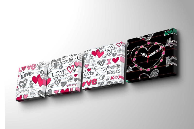 Koristeellinen Canvas Seinäkello (4 kpl) - Sisustustuotteet - Seinäkoristeet - Kellot