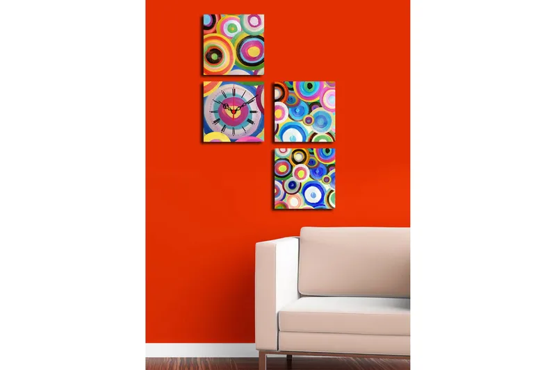 Koristeellinen Canvas Seinäkello (4 kpl) - Sisustustuotteet - Seinäkoristeet - Kellot