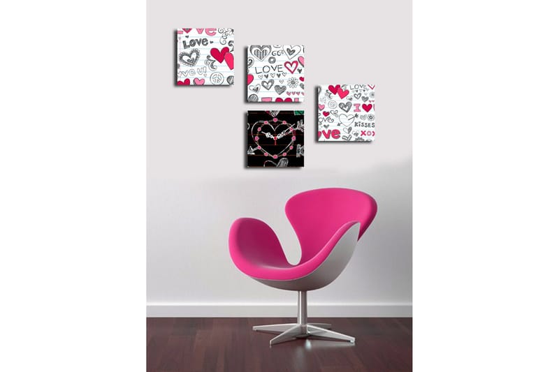 Koristeellinen Canvas Seinäkello (4 kpl) - Sisustustuotteet - Seinäkoristeet - Kellot