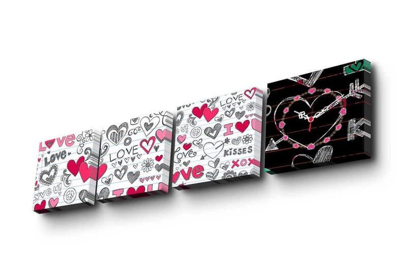 Koristeellinen Canvas Seinäkello (4 kpl) - Sisustustuotteet - Seinäkoristeet - Kellot