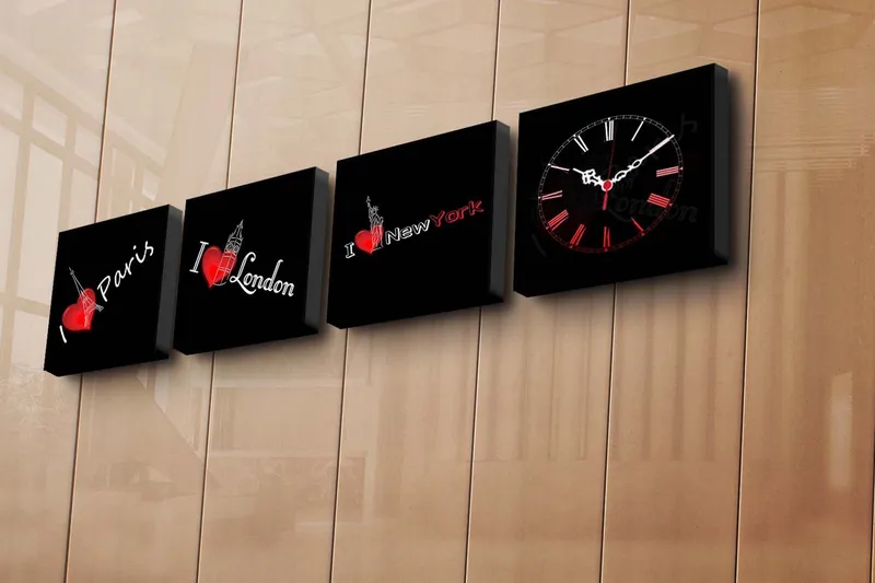 Koristeellinen Canvas Seinäkello (4 kpl), undefined