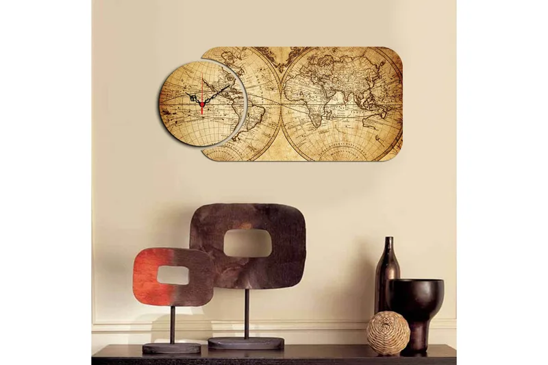 Koristeellinen MDF Kello (2 kpl) - Sisustustuotteet - Seinäkoristeet - Kellot