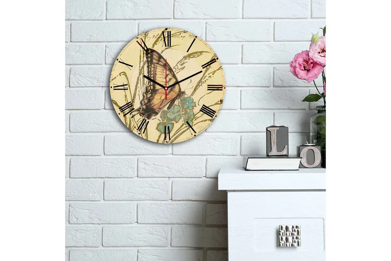 Koristeellinen MDF Seinäkello 30 cm - Monivärinen - Sisustustuotteet - Seinäkoristeet - Kellot