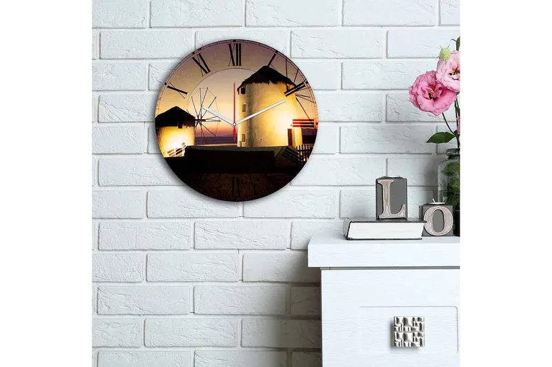 Koristeellinen MDF Seinäkello 30 cm - Monivärinen - Sisustustuotteet - Seinäkoristeet - Kellot