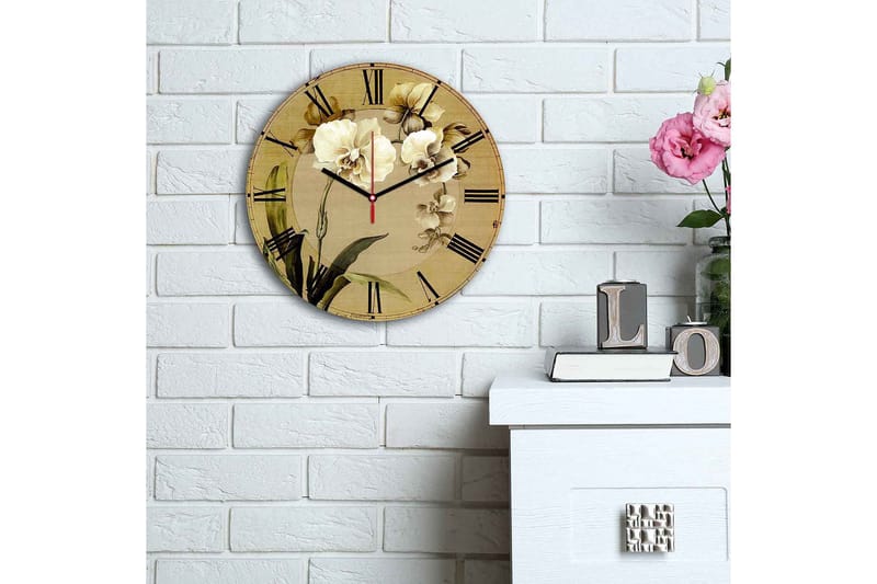 Koristeellinen MDF Seinäkello 30 cm - Monivärinen - Sisustustuotteet - Seinäkoristeet - Kellot