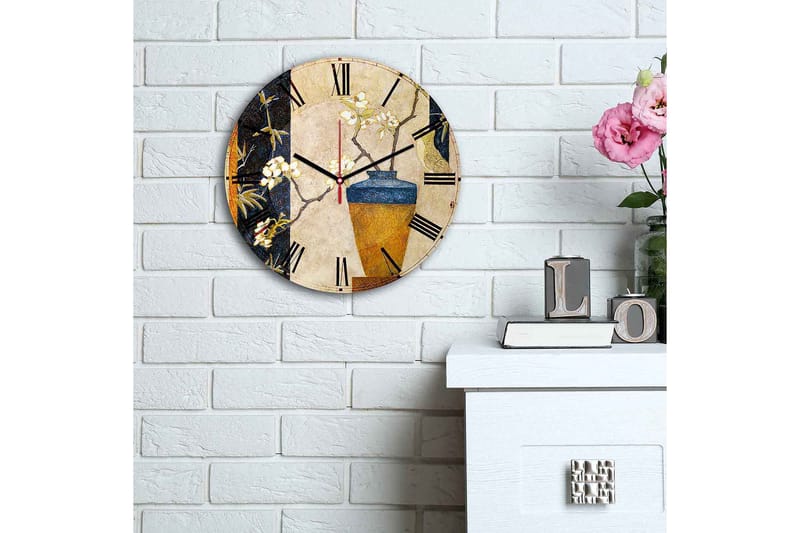 Koristeellinen MDF Seinäkello 30 cm - Monivärinen - Sisustustuotteet - Seinäkoristeet - Kellot