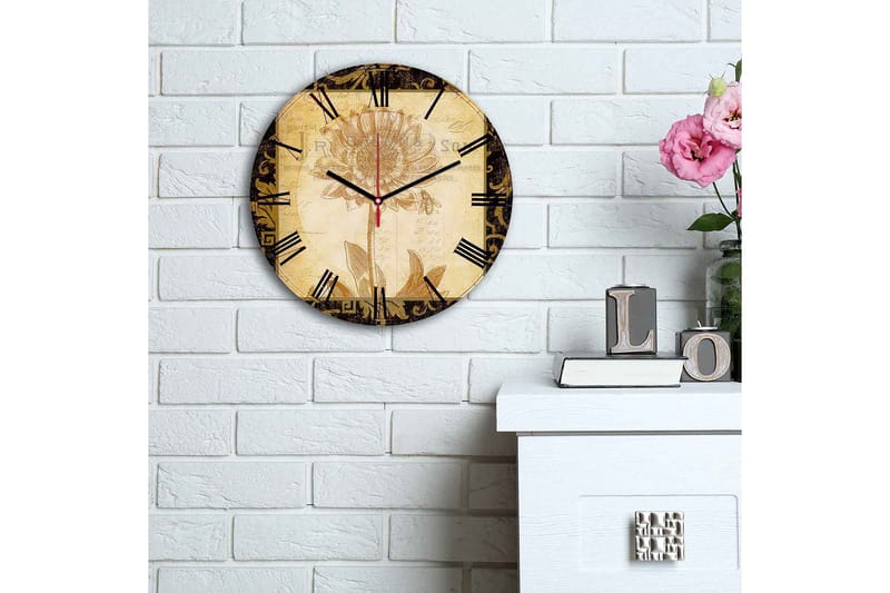 Koristeellinen MDF Seinäkello 30 cm - Monivärinen - Sisustustuotteet - Seinäkoristeet - Kellot