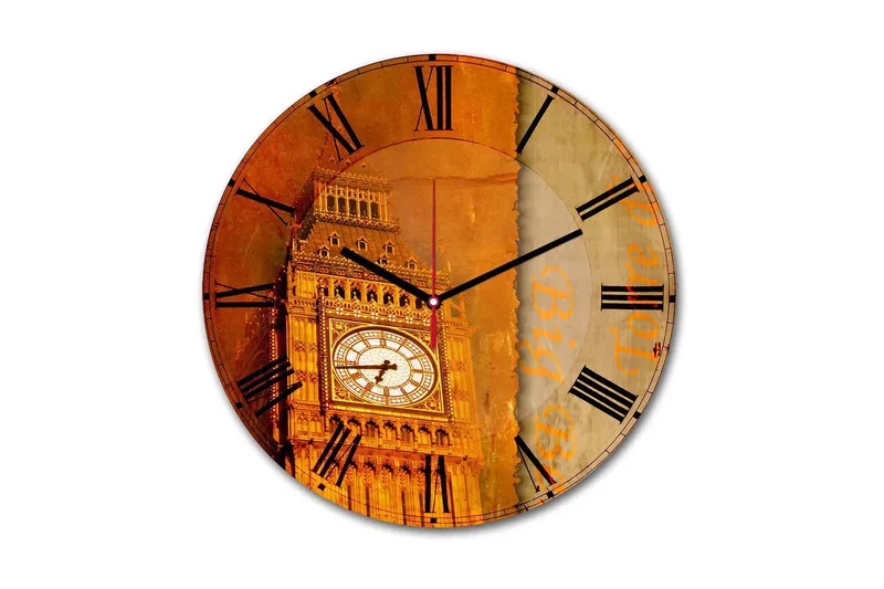 Koristeellinen MDF Seinäkello 30 cm, Monivärinen