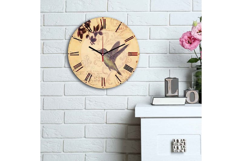 Koristeellinen MDF Seinäkello 30 cm - Monivärinen - Sisustustuotteet - Seinäkoristeet - Kellot