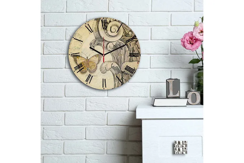 Koristeellinen MDF Seinäkello 30 cm - Monivärinen - Sisustustuotteet - Seinäkoristeet - Kellot