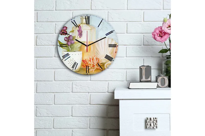 Koristeellinen MDF Seinäkello 30 cm - Monivärinen - Sisustustuotteet - Seinäkoristeet - Kellot