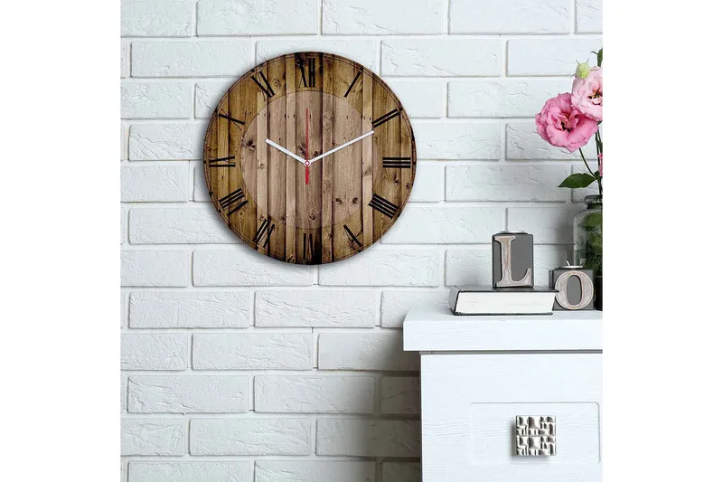 Koristeellinen MDF Seinäkello 30 cm - Monivärinen - Sisustustuotteet - Seinäkoristeet - Kellot