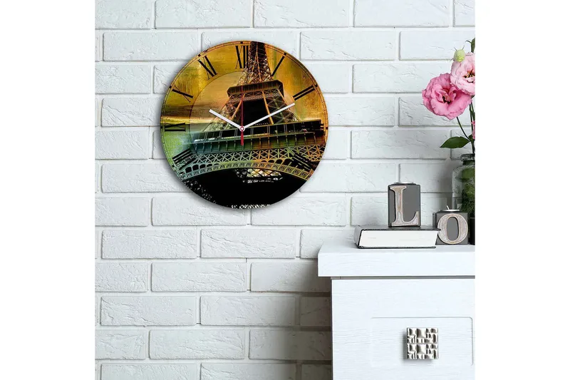 Koristeellinen MDF Seinäkello 30 cm - Monivärinen - Sisustustuotteet - Seinäkoristeet - Kellot