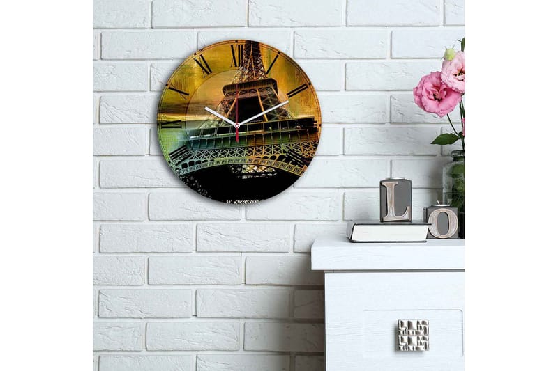 Koristeellinen MDF Seinäkello 30 cm - Monivärinen - Sisustustuotteet - Seinäkoristeet - Kellot