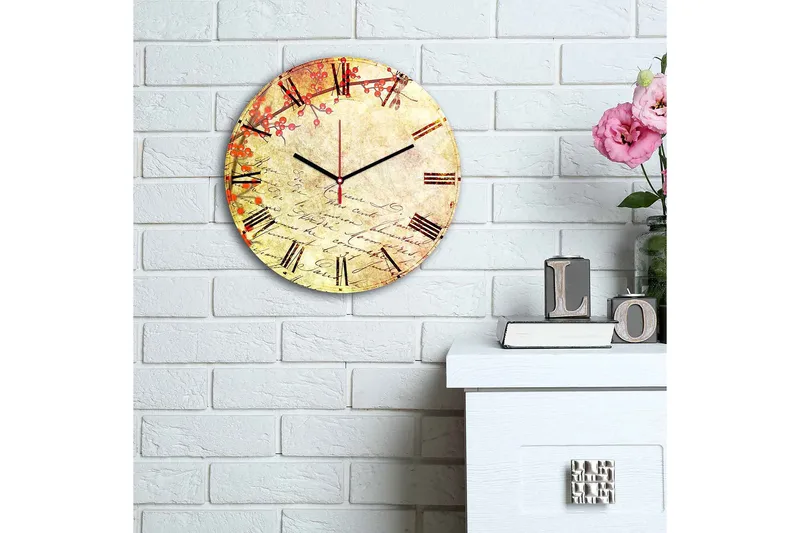 Koristeellinen MDF Seinäkello 30 cm - Monivärinen - Sisustustuotteet - Seinäkoristeet - Kellot