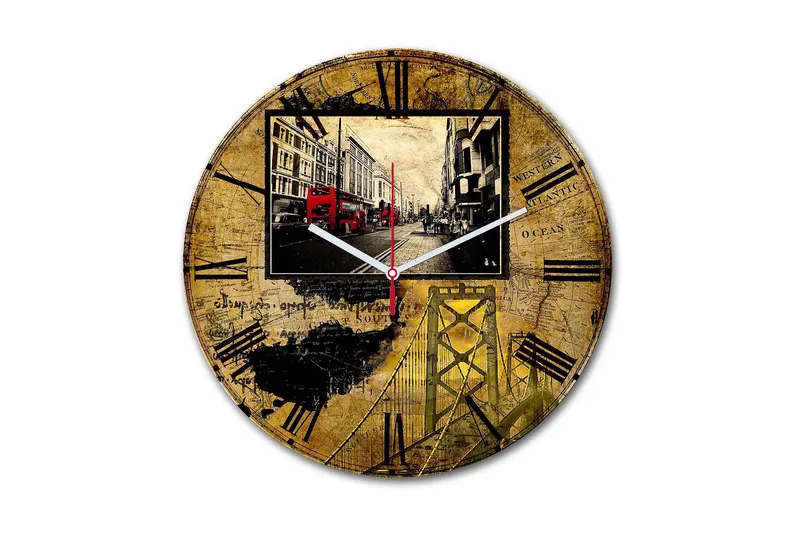 Koristeellinen MDF Seinäkello 30 cm, Monivärinen