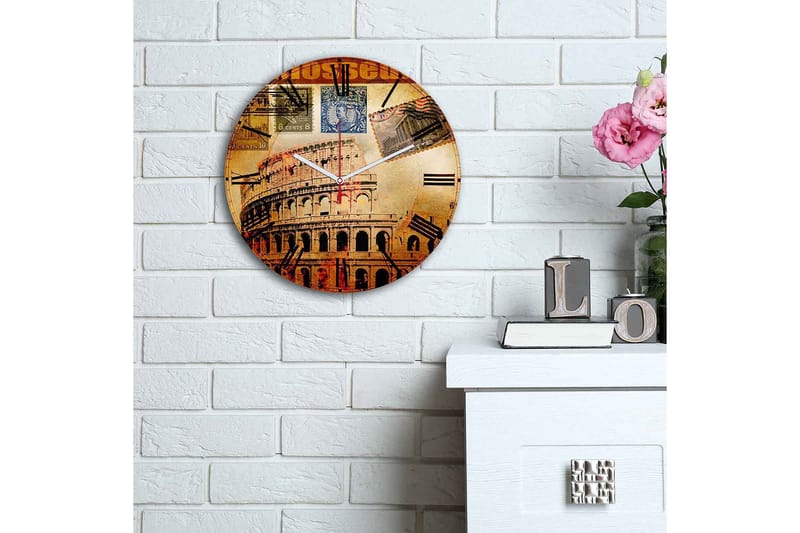 Koristeellinen MDF Seinäkello 30 cm - Monivärinen - Sisustustuotteet - Seinäkoristeet - Kellot