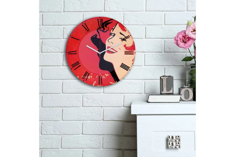 Koristeellinen MDF Seinäkello 30 cm - Monivärinen - Sisustustuotteet - Seinäkoristeet - Kellot