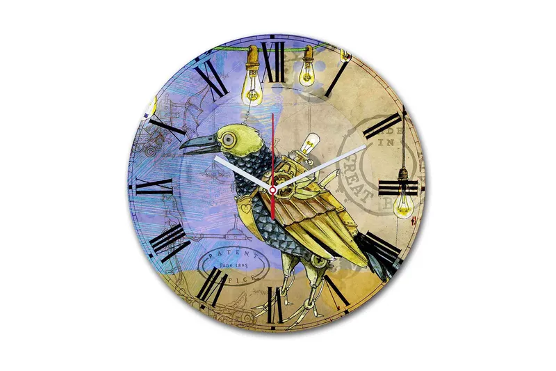 Koristeellinen MDF Seinäkello 30 cm, Monivärinen