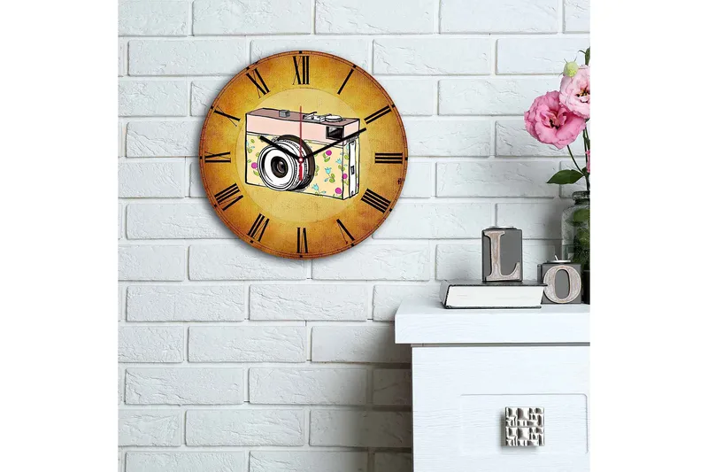 Koristeellinen MDF Seinäkello 30 cm - Monivärinen - Sisustustuotteet - Seinäkoristeet - Kellot