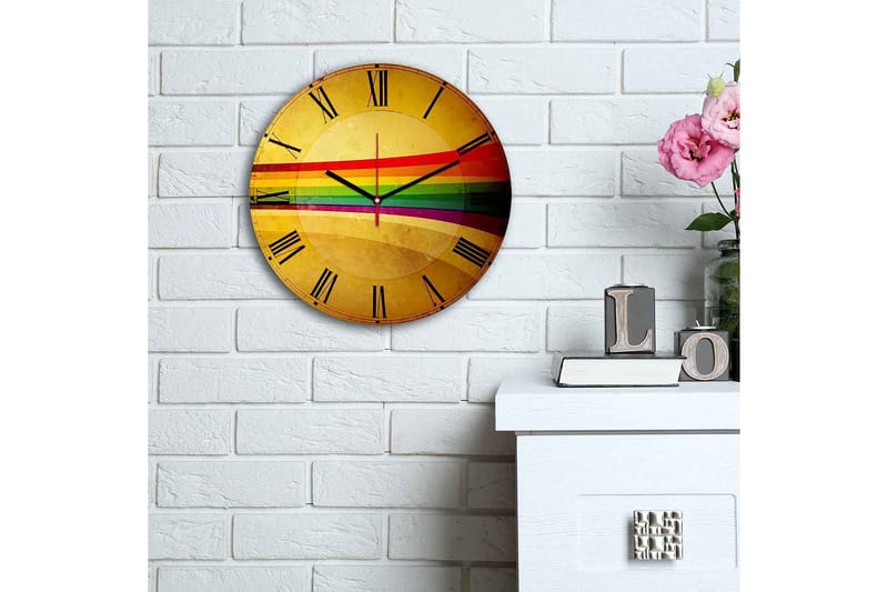 Koristeellinen MDF Seinäkello 30 cm - Monivärinen - Sisustustuotteet - Seinäkoristeet - Kellot