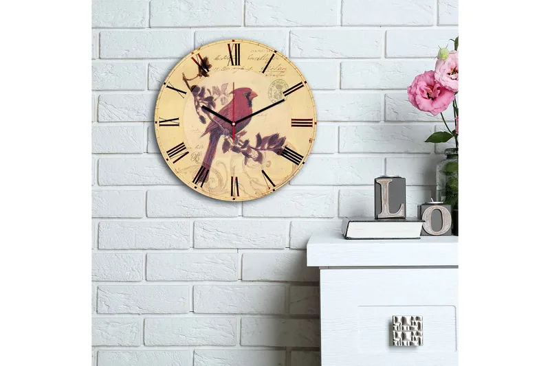 Koristeellinen MDF Seinäkello 30 cm - Monivärinen - Sisustustuotteet - Seinäkoristeet - Kellot