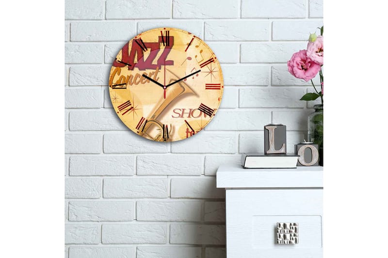 Koristeellinen MDF Seinäkello 30 cm - Monivärinen - Sisustustuotteet - Seinäkoristeet - Kellot