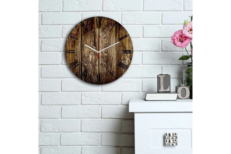 Koristeellinen MDF Seinäkello 30 cm - Monivärinen - Sisustustuotteet - Seinäkoristeet - Kellot