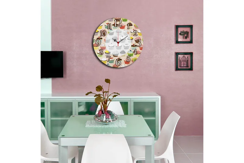 Koristeellinen MDF Seinäkello 40 cm - Monivärinen - Sisustustuotteet - Seinäkoristeet - Kellot